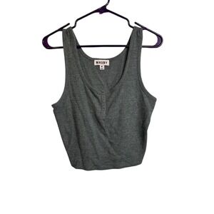 mauby womens grey crop tank top shirt sleeveless size medium